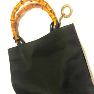 TANO New York nylon tote bamboo handles